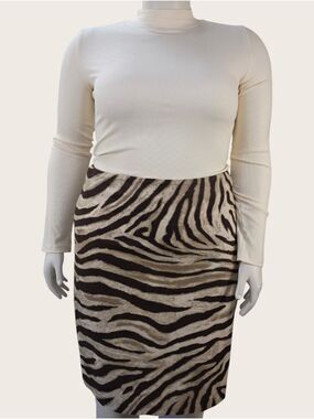 Lauren Ralph Lauren Zebra Linen Cotton Pencil Skirt Size 16 NWT